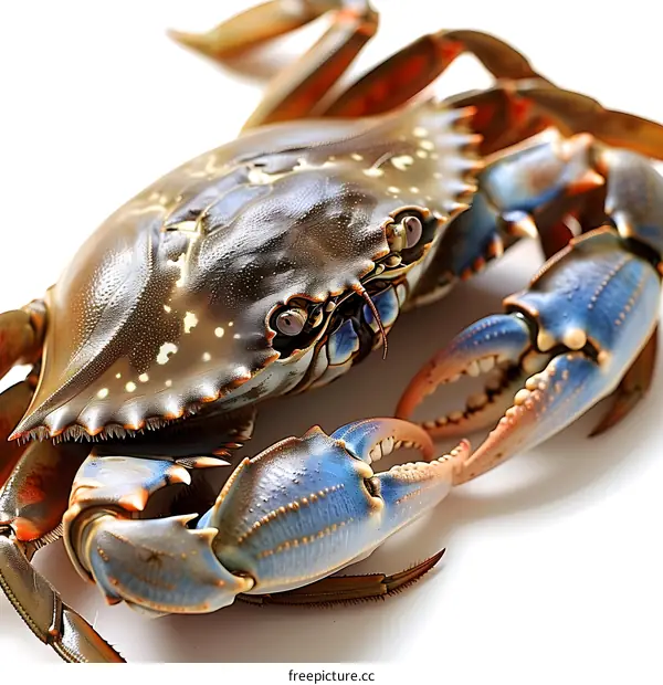 Blue Crab on White Background