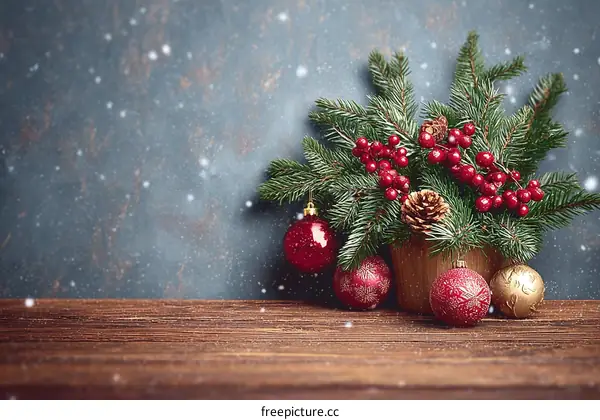 Christmas Decoration on Wooden Tabletop