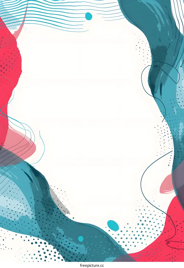 Abstract Blue and Red Watercolor Background with White Space for Text