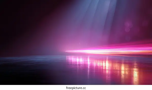 Abstract Neon Light Reflection on a Surface