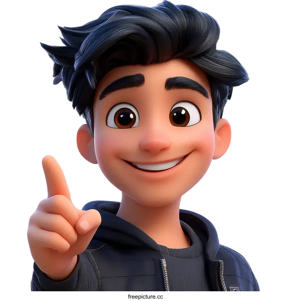 [Transparent Background PNG]Cartoon Boy Showing a Gesture