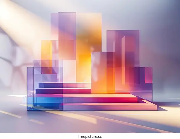 3D rendering of a geometric shape made of glass