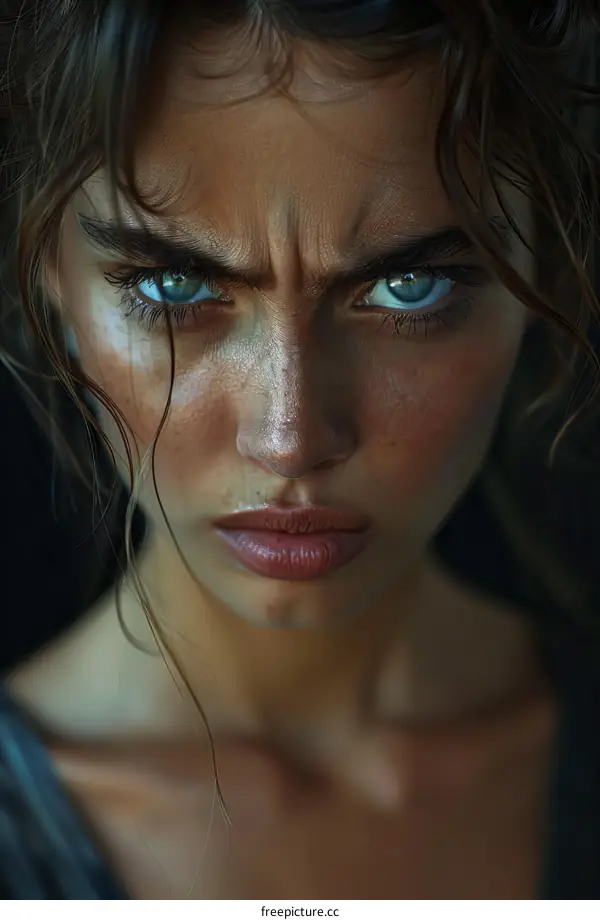 Close Up Portrait of a Woman with Intense Eyes