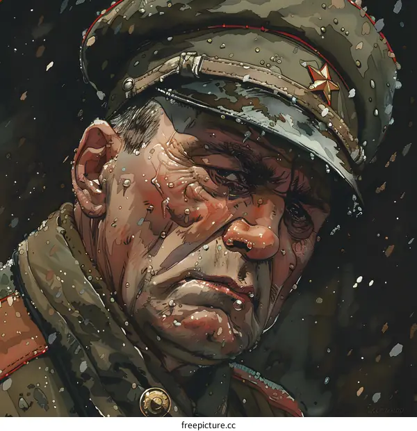 Close Up Portrait of a Man Wearing a Military Uniform