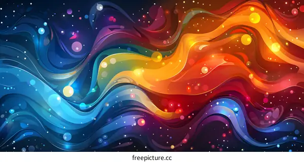 Abstract Colorful Wavy Background With Glowing Lights