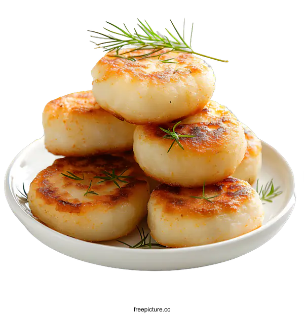 [Transparent Background PNG]Delicious Potato Pancakes on a Plate