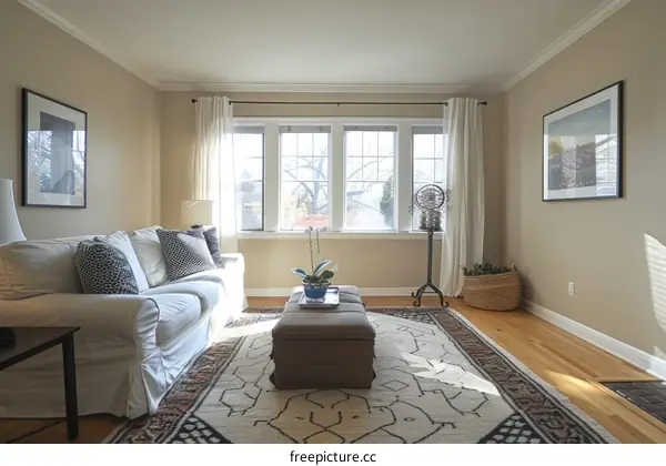 Bright and Cozy Living Room with Large Window