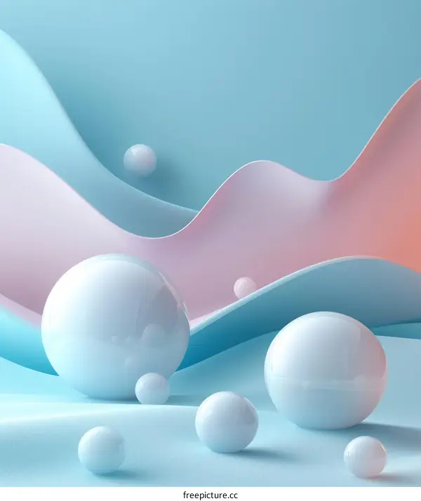 Abstract 3D Landscape with Pastel Spheres
