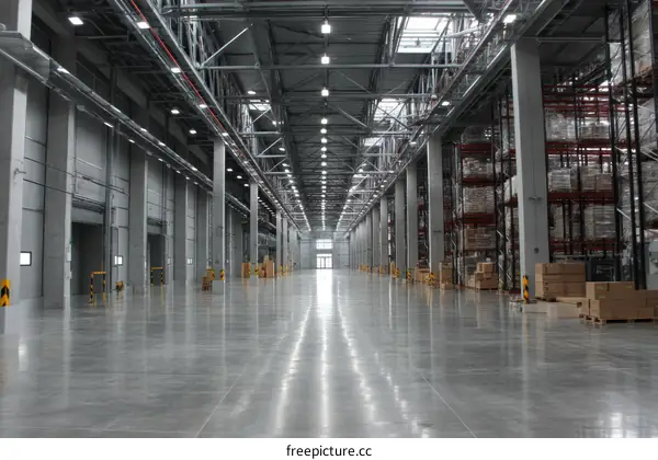 Modern Warehouse Interior with High Ceiling
