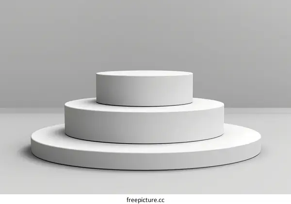 3D rendering of a white three-tiered podium