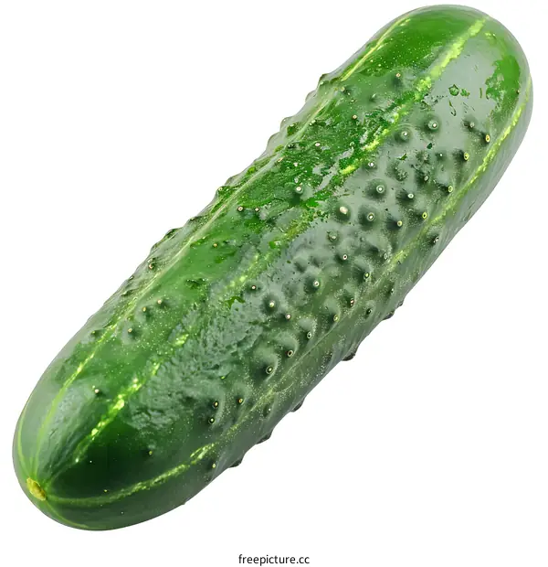 Single fresh green cucumber