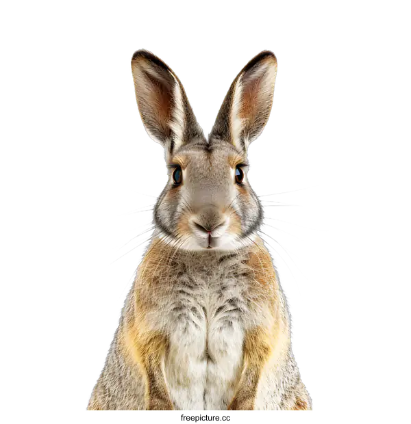 [Transparent Background PNG]Close up of a brown rabbit sitting on white background