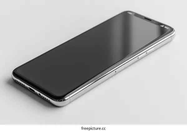 Black smartphone mockup isolated on white background