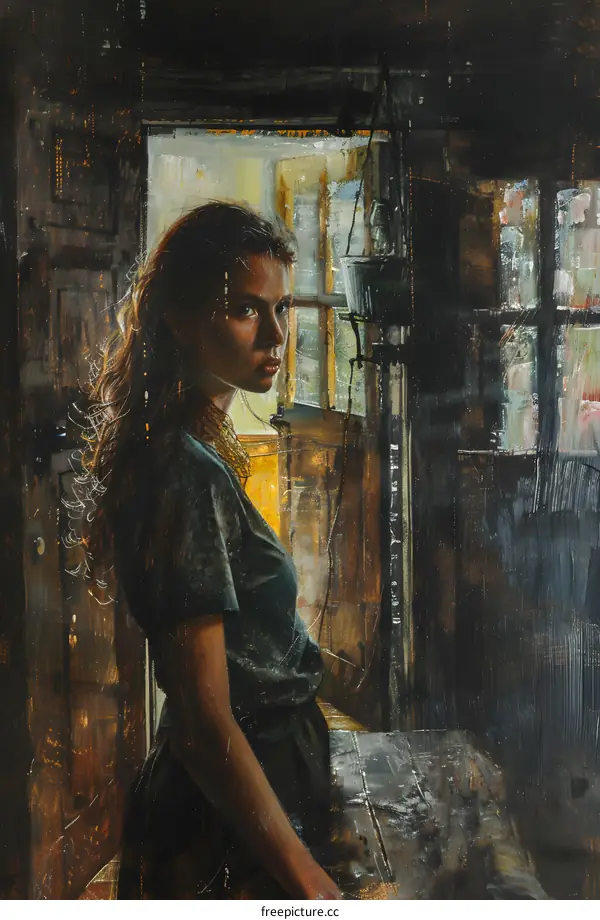portrait of a girl in front of a window