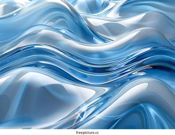 Blue and white abstract waves