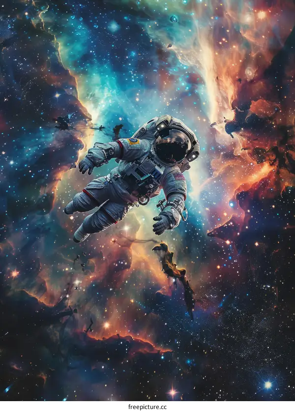 Astronaut in Colorful Nebula