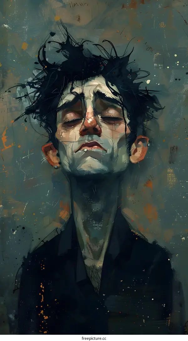 Portrait of a man with black hair and black eyes, wearing a black shirt and black jacket