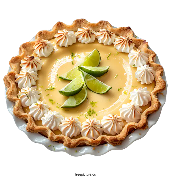 [Transparent Background PNG]A delicious key lime pie with a graham cracker crust and fluffy meringue topping