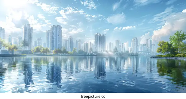 The beautiful city of Shenzhen adorned by an alluring river