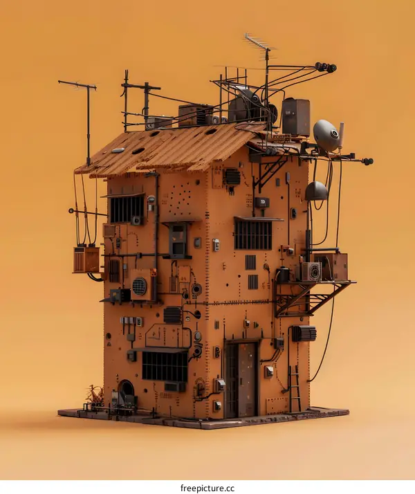 3D Rendered Cardboard House Illustration