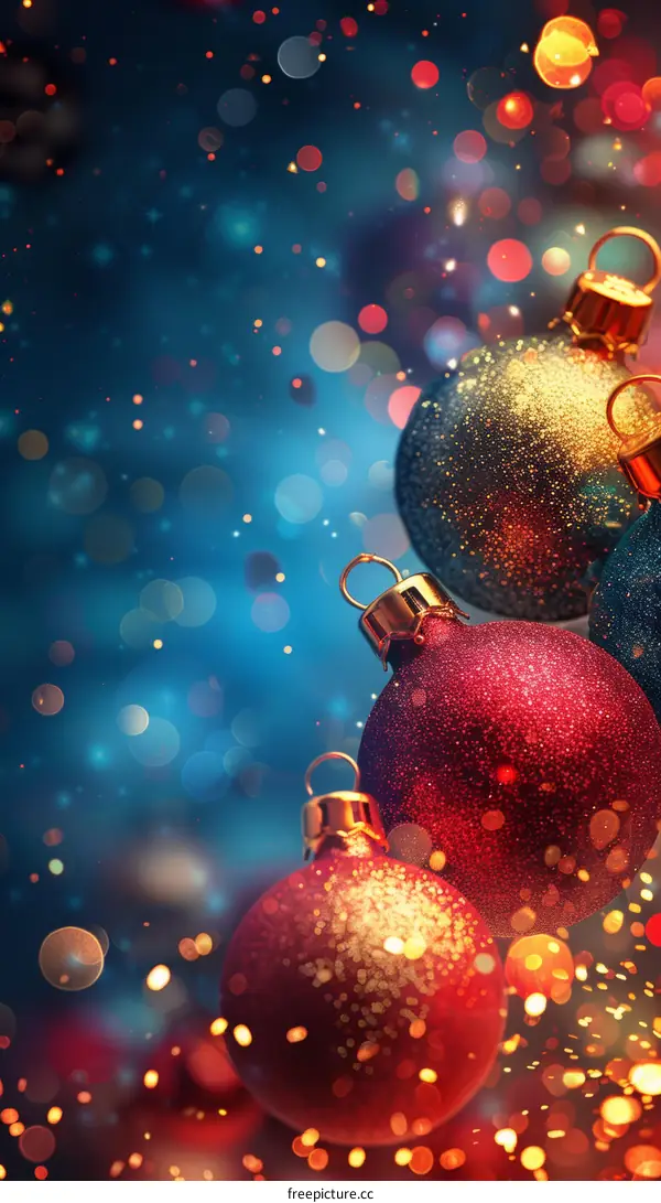 Christmas Ornaments Hanging on A Blue Background