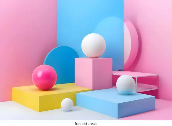 Abstract Geometric Shapes in Pastel Colors