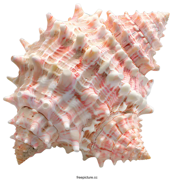 [Transparent Background PNG]Pink and White Seashell on White Background