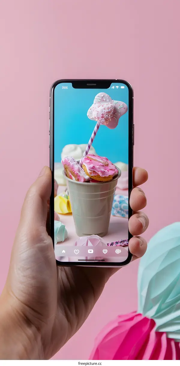 Phone Screen Showing Donuts and a Cake Pop