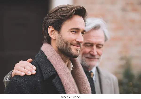 Warm Father-Son Relationship Outdoor Portrait