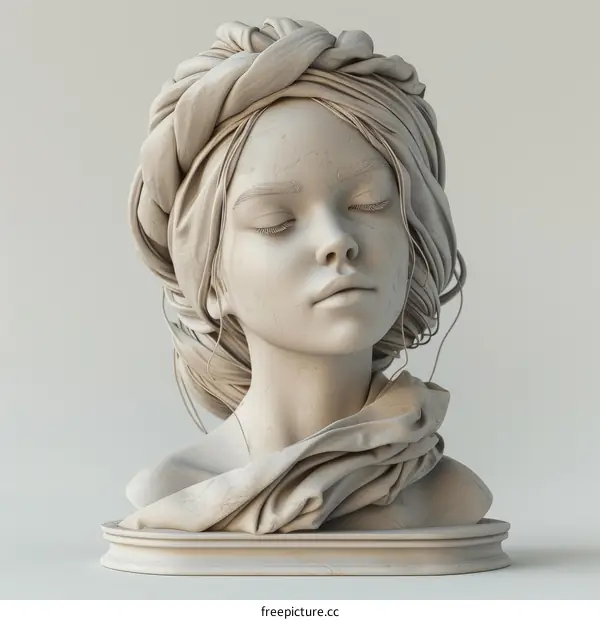 Elegant Female Bust  Sculptural Portraiture  Art Deco Style