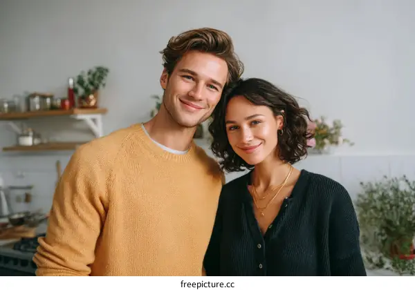 Couple Portrait in a Cozy Kitchen