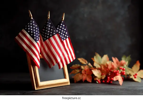 American Flags Displayed in a Frame