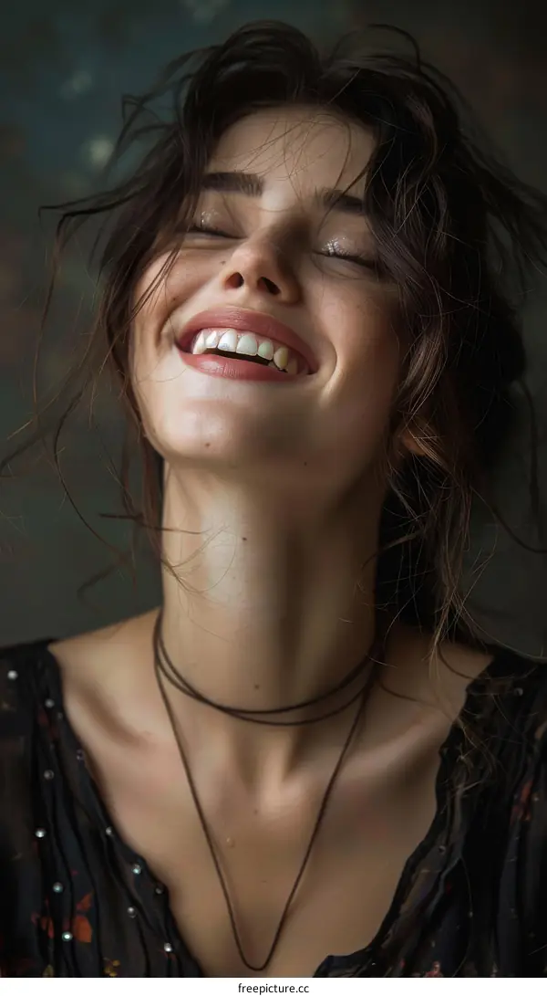 Close Up Portrait of a Smiling Woman with Natural Hair