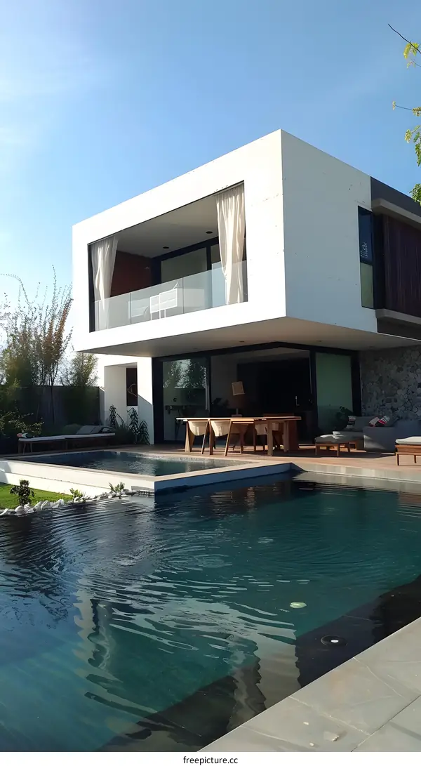 Modern House with Swimming Pool and Patio