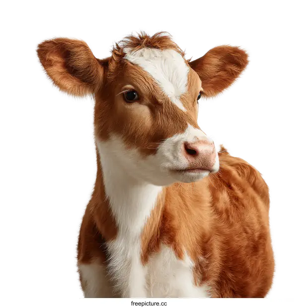 [Transparent Background PNG]Closeup Portrait of a Young Calf