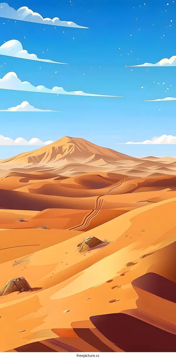 Desert Landscape With Blue Sky and Clouds
