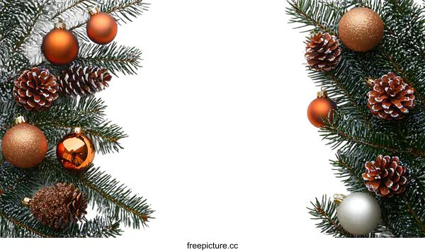 [Transparent Background PNG]Christmas Decorations Border on White Background