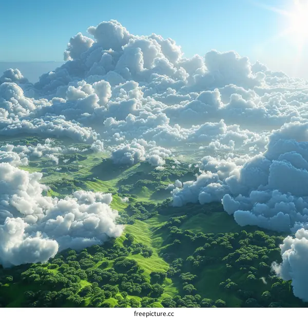 Stunning Aerial View of Clouds Over Rolling Hills