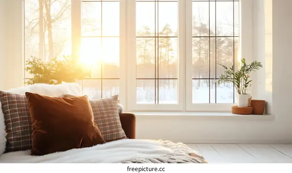 Cozy Winter Living Room by the Window
