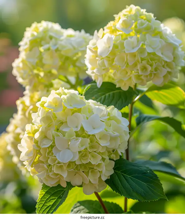 White Hydrangea Flowers in Bloom