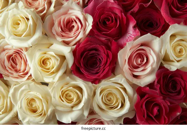 A bouquet of colorful roses