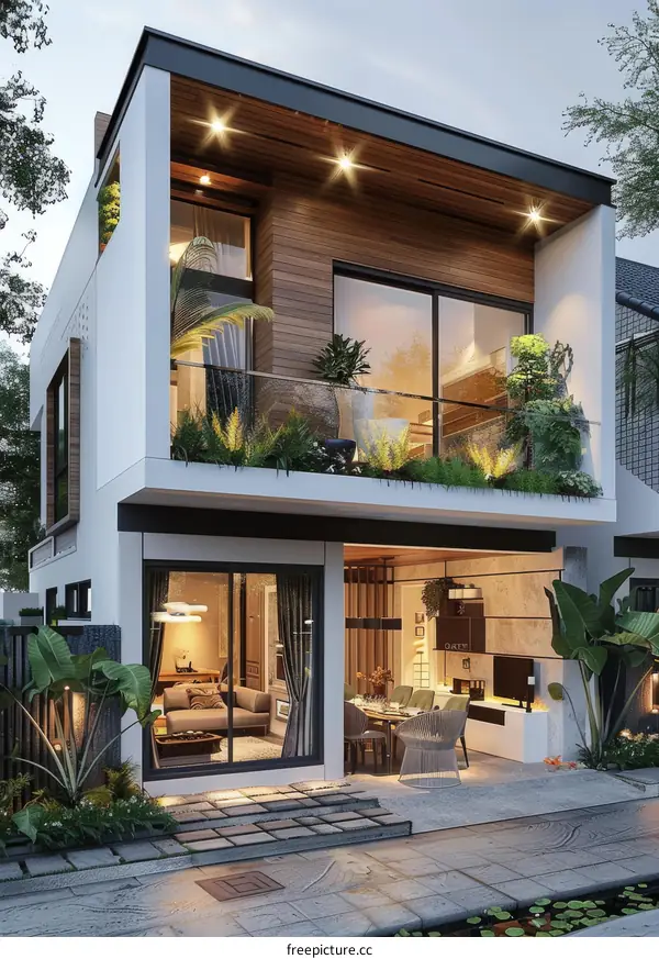 Modern House Exterior Design with Open Patio