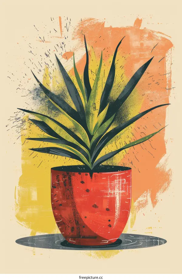 Colorful Agave Plant Illustration