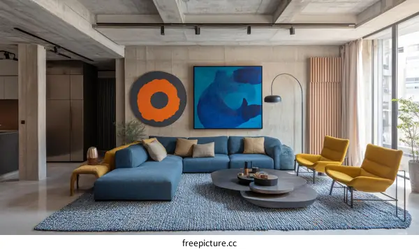 Modern Concrete Living Room Interior Design