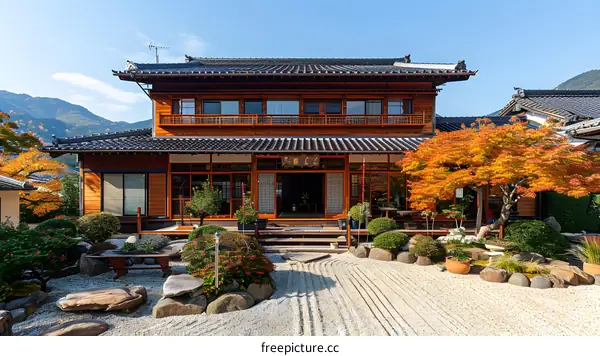 Traditional Japanese House with Zen Garden