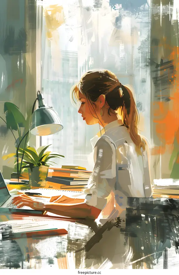 woman working from home