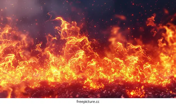 Fire background with sparks and embers