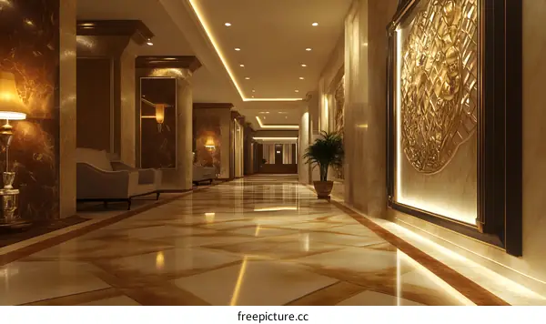Luxury Hotel Lobby Interior Design With Golden Decor