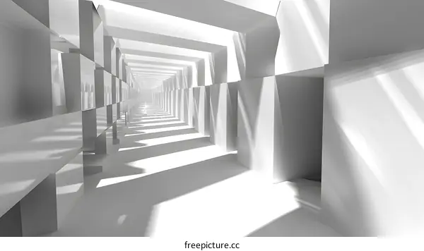 Abstract White Hallway With Light