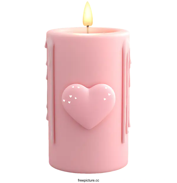 [Transparent Background PNG]Pink Heart-Shaped Candle Illustration